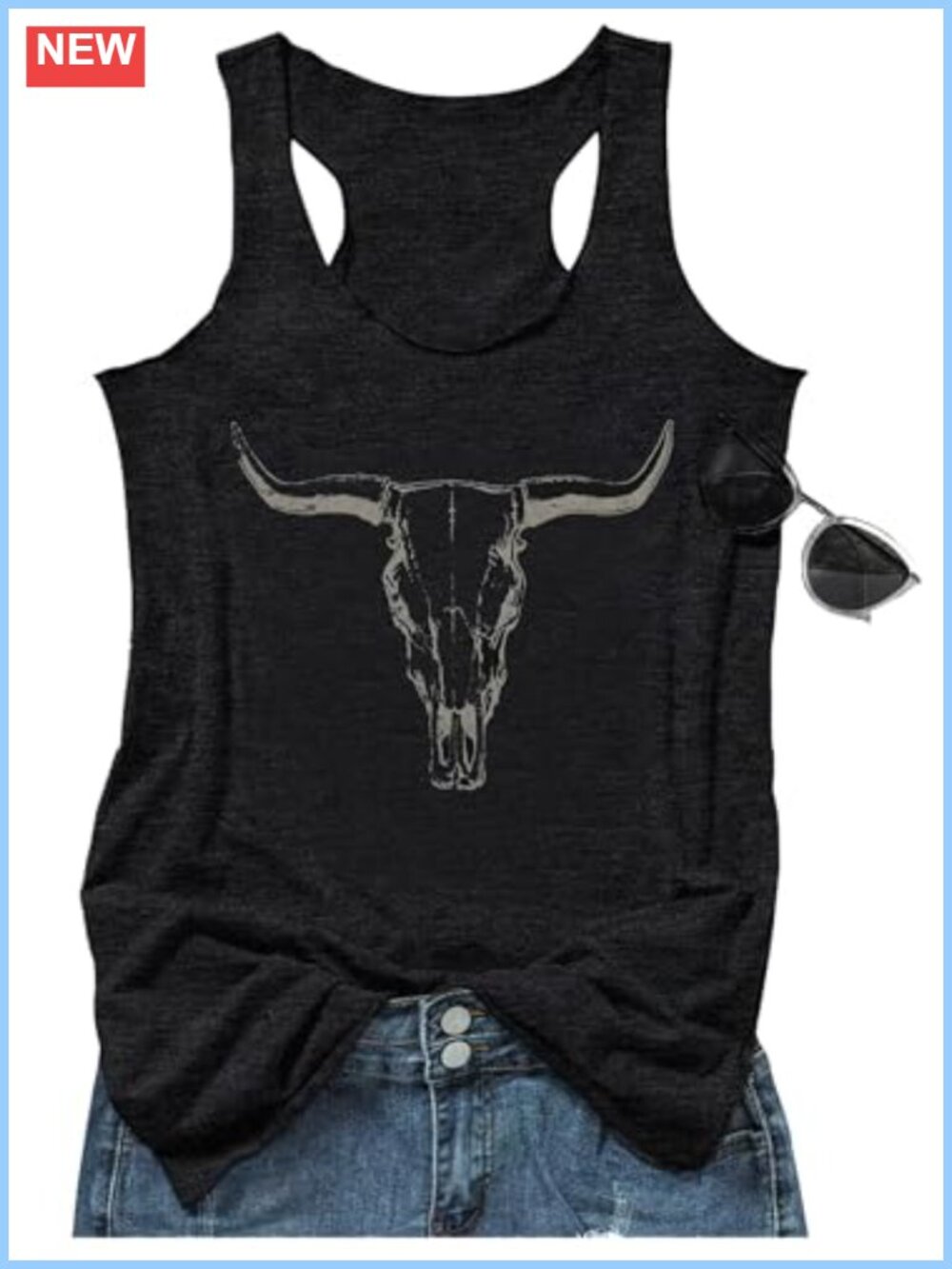 Cotton Blend Racerback Tank Top Women Graphic Vacation Concert Tee